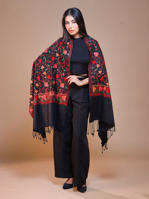 Women's Aari Embroidered Wool Stole